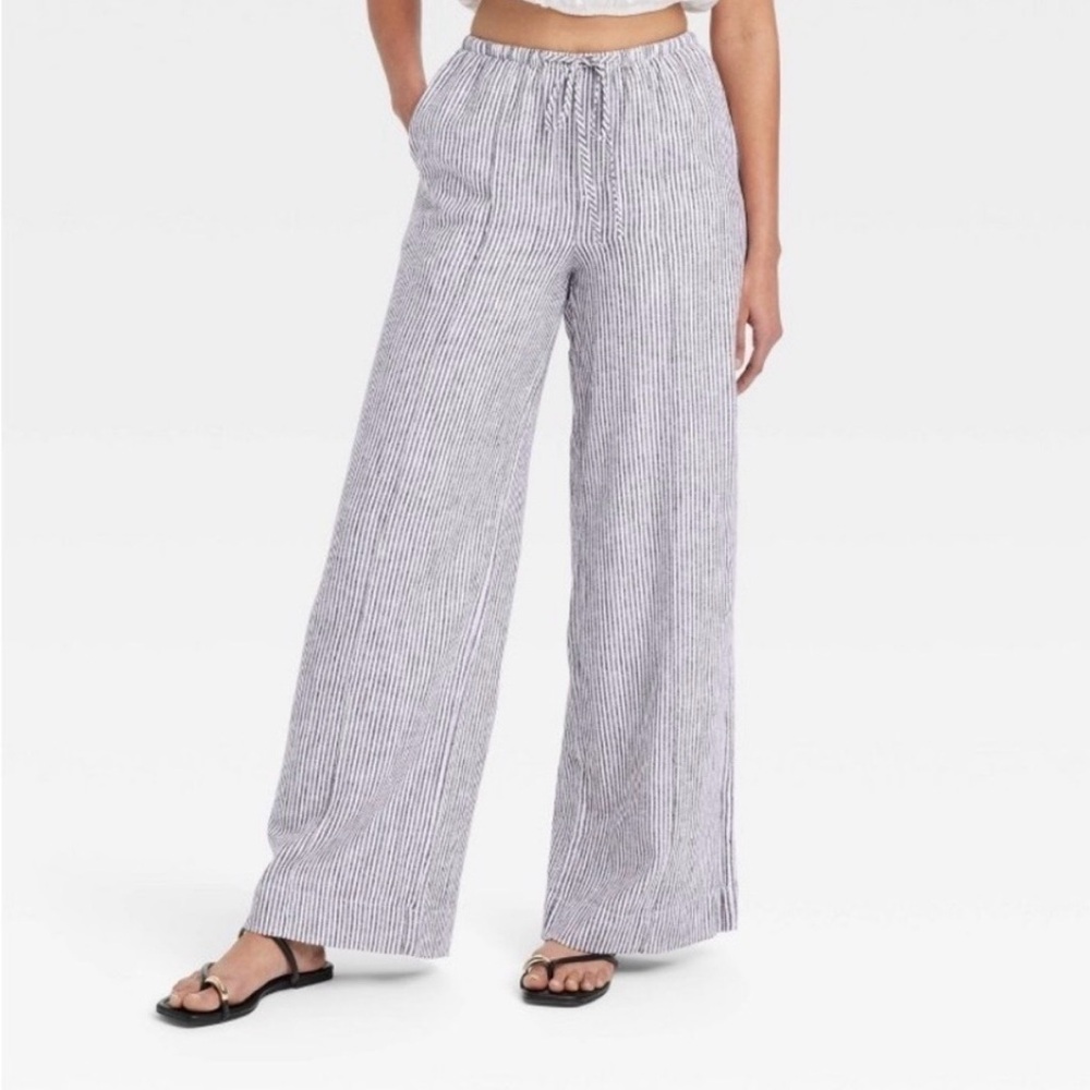 a new day striped Wide Leg Linen Pants